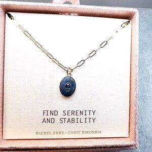 Leith NORDSTROM’S- Oval CZ Inlay [Blue] Necklace  NWT